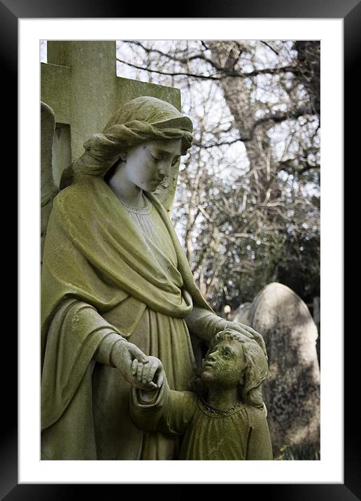 Angel and Child Headstone Framed Mounted Print by Pam Martin