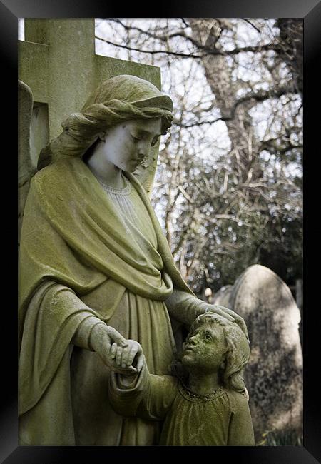 Angel and Child Headstone Framed Print by Pam Martin