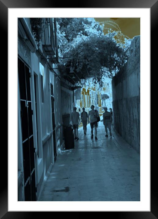 Narrow street in infrared Framed Mounted Print by Jose Manuel Espigares Garc