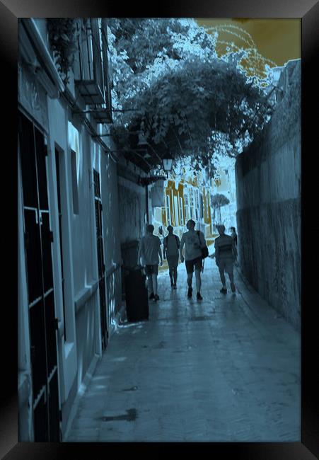 Narrow street in infrared Framed Print by Jose Manuel Espigares Garc