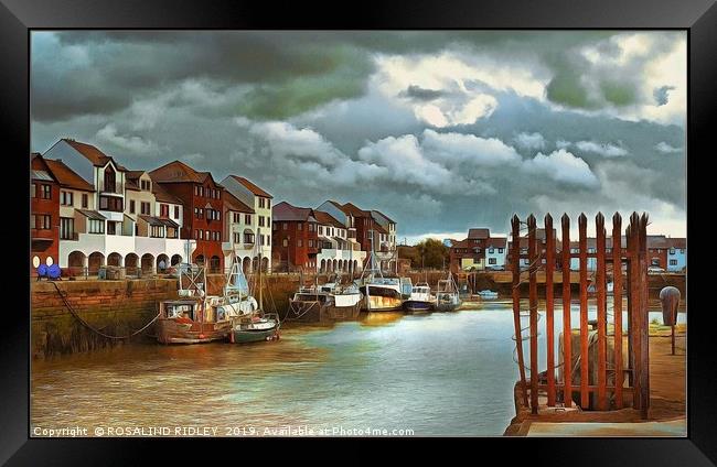 "Storm clouds gather over Maryport harbour" Framed Print by ROS RIDLEY