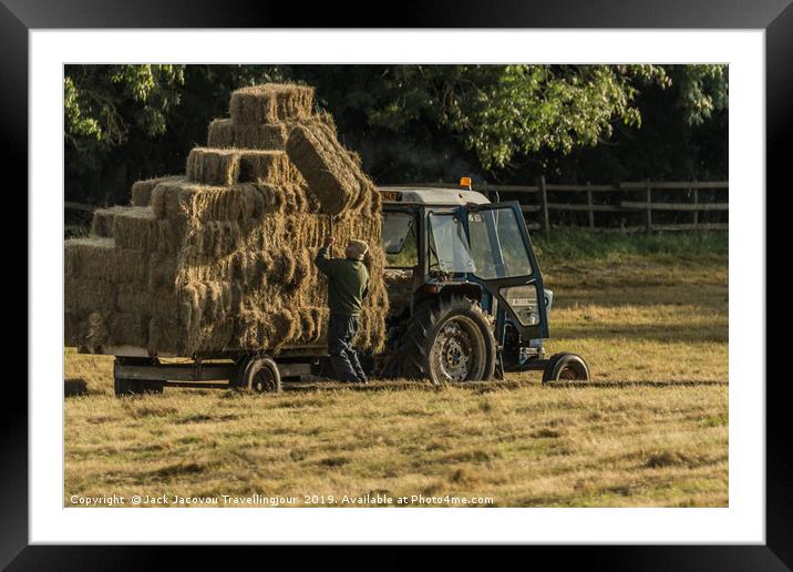Farmer hay stacking Framed Mounted Print by Jack Jacovou Travellingjour