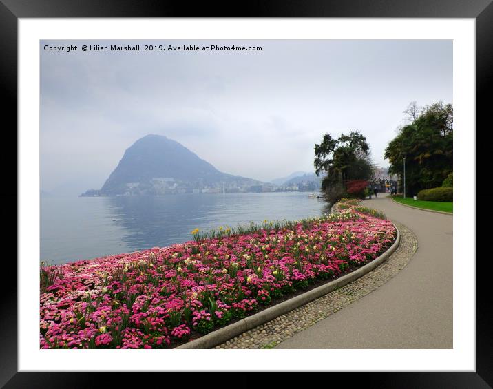 Foggy Lake Lugano.  Framed Mounted Print by Lilian Marshall