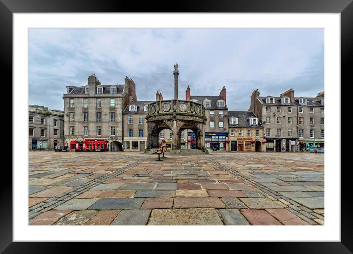 Castlegate Aberdeen Framed Mounted Print by Valerie Paterson