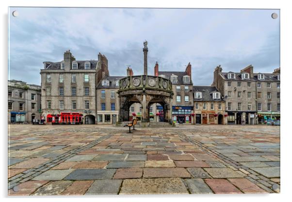 Castlegate Aberdeen Acrylic by Valerie Paterson