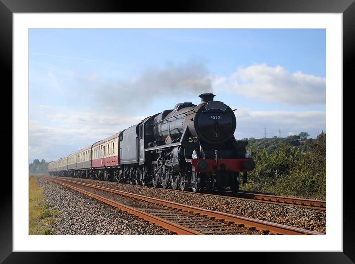 Railway Steam Train Black 5 45231 Framed Mounted Print by HELEN PARKER
