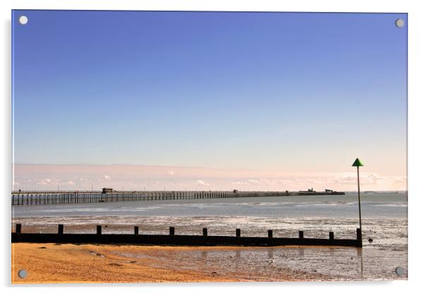 Southend Pier Three Shells Beach Essex Acrylic by Andy Evans Photos