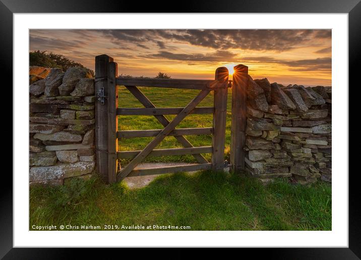 Kerridge Hill - sunset through the gate Framed Mounted Print by Chris Warham