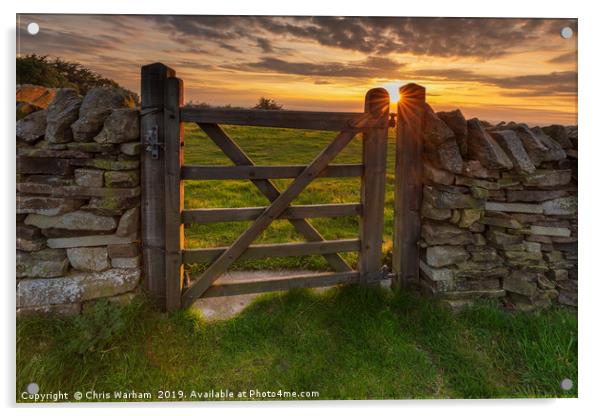 Kerridge Hill - sunset through the gate Acrylic by Chris Warham