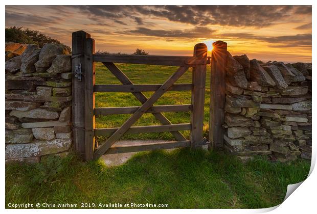 Kerridge Hill - sunset through the gate Print by Chris Warham