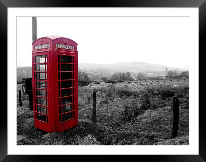 Phone box in Wales Framed Mounted Print by Craig Bottomley