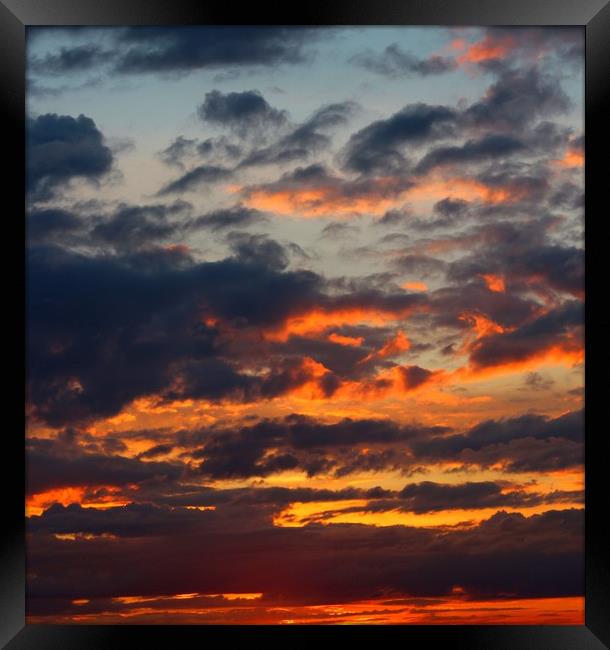 Wales Sunset A Fiery Sky Framed Print by HELEN PARKER