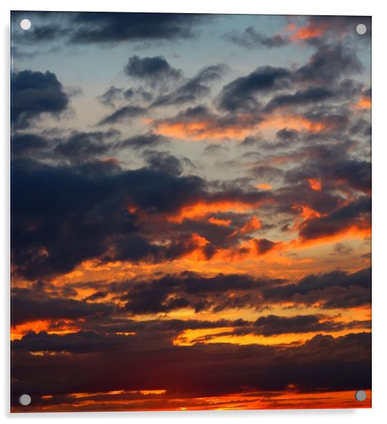 Wales Sunset A Fiery Sky Acrylic by HELEN PARKER