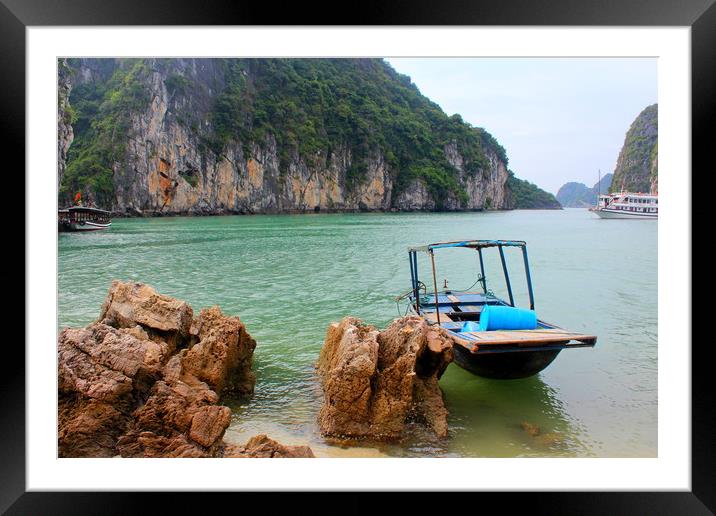 Vietnam Beach at Halong Bay Framed Mounted Print by HELEN PARKER
