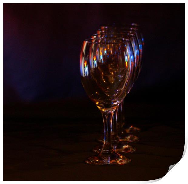 Light and Wineglasses Print by HELEN PARKER