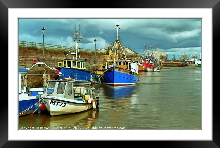 "Reflections in the harbour" Framed Mounted Print by ROS RIDLEY