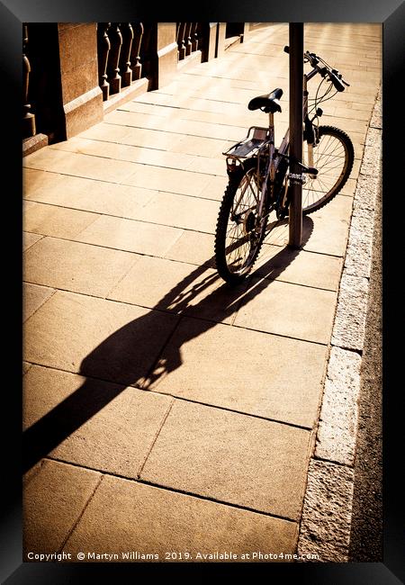 Bicycle In Sunlight Framed Print by Martyn Williams