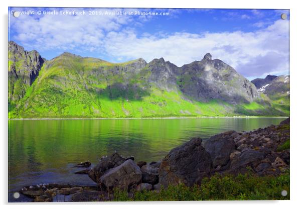 Panoramic View on the Island of Senja Acrylic by Gisela Scheffbuch