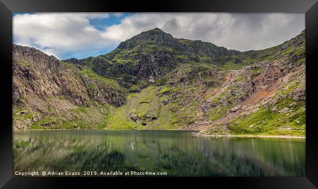 Lake Glaslyn with Mount Snowdon Framed Print by Adrian Evans