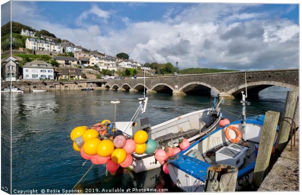 Fishing boats on The River Looe in Cornwall Canvas Print by Rosie Spooner