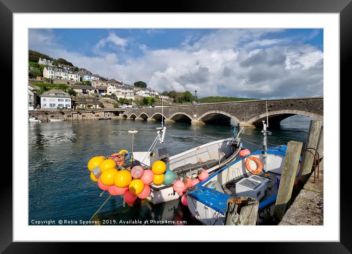 Fishing boats on The River Looe in Cornwall Framed Mounted Print by Rosie Spooner