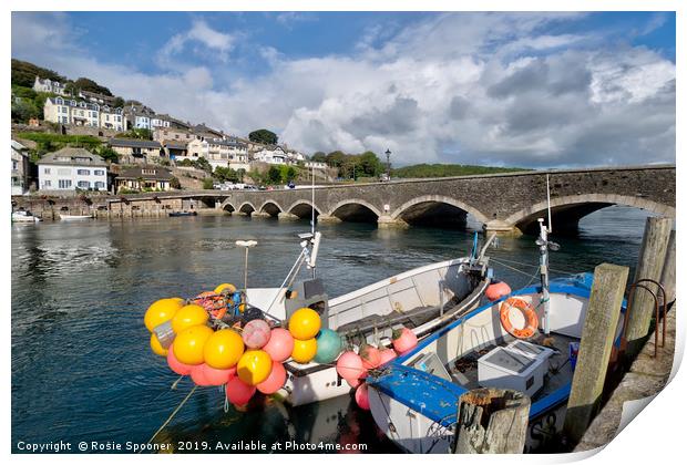 Fishing boats on The River Looe in Cornwall Print by Rosie Spooner