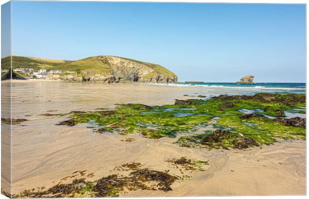 Contrasting Textures of Portreath Beach Canvas Print by Malcolm McHugh