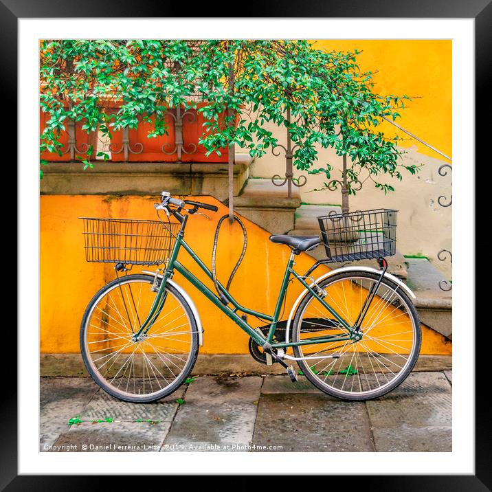 Bicycle Parked at Wall, Lucca, Italy Framed Mounted Print by Daniel Ferreira-Leite