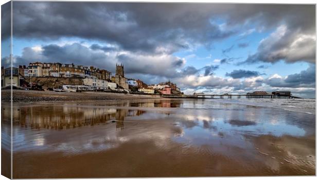 Reflections on Cromer beach  Canvas Print by Gary Pearson