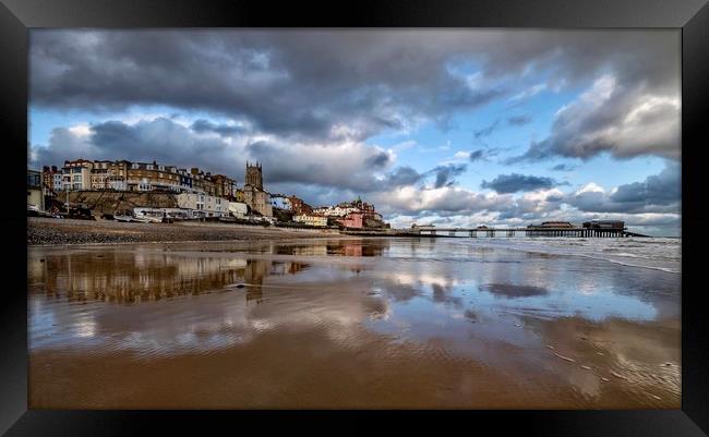 Reflections on Cromer beach  Framed Print by Gary Pearson
