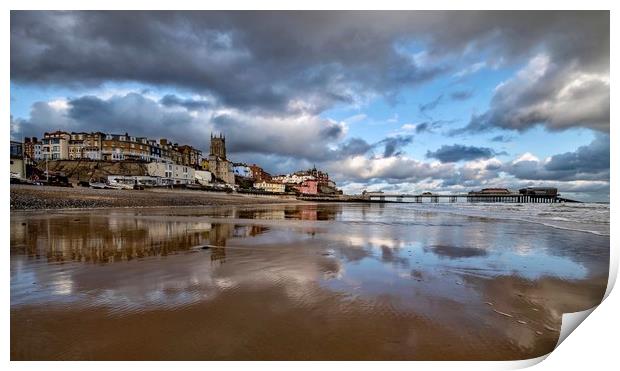 Reflections on Cromer beach  Print by Gary Pearson
