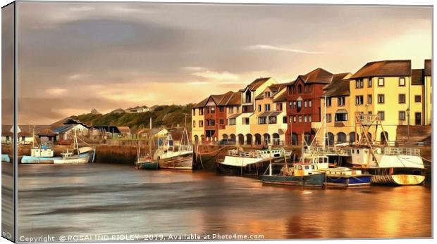 "Evening light Maryport harbour" Canvas Print by ROS RIDLEY