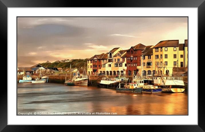 "Evening light Maryport harbour" Framed Mounted Print by ROS RIDLEY