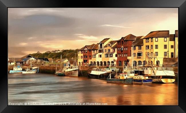 "Evening light Maryport harbour" Framed Print by ROS RIDLEY