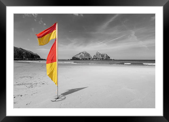 Safe Surfing at Holywell Beach Framed Mounted Print by Malcolm McHugh
