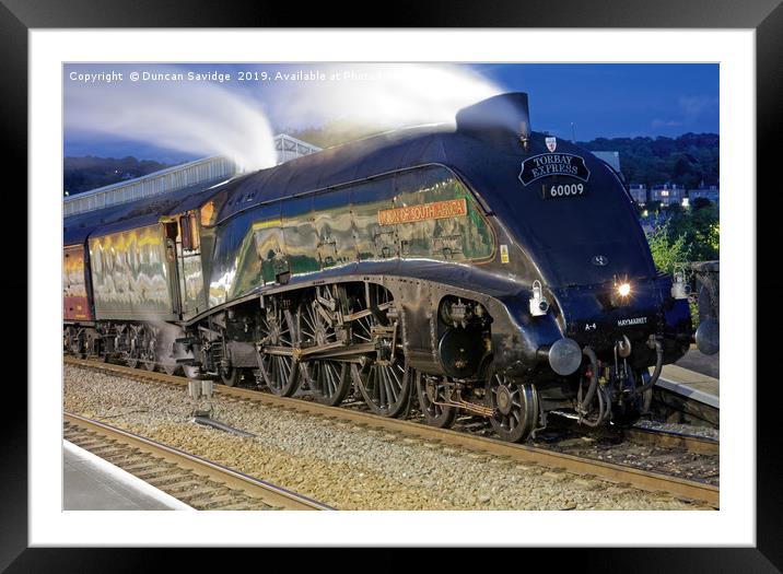 steam train at night union of South Africa Framed Mounted Print by Duncan Savidge