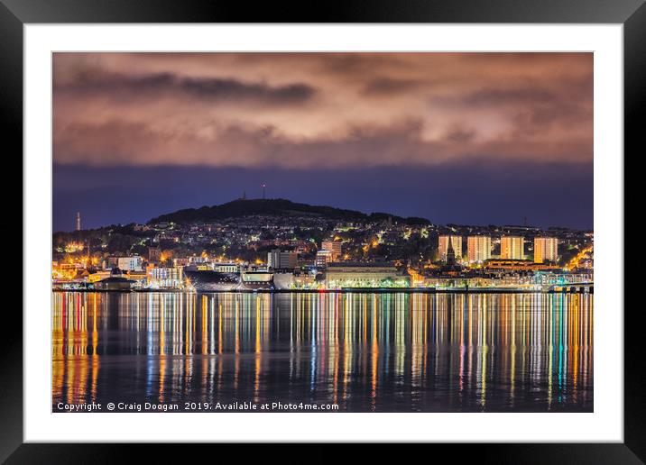 Dundee City Lights & Tartan Tay Framed Mounted Print by Craig Doogan