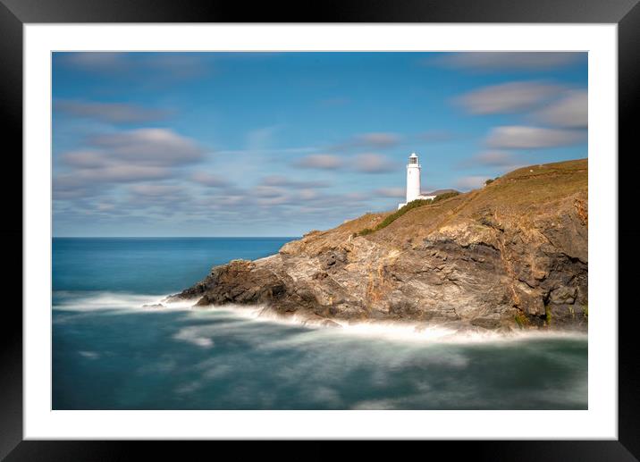 Trevose head and lighthouse Cornwall  Framed Mounted Print by Eddie John