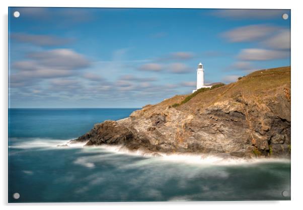 Trevose head and lighthouse Cornwall  Acrylic by Eddie John