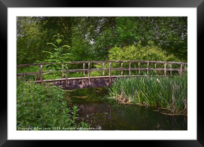 River Footbridge Impressionist Style Framed Mounted Print by Ian Lewis