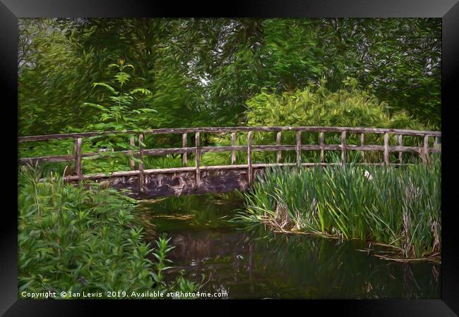 River Footbridge Impressionist Style Framed Print by Ian Lewis
