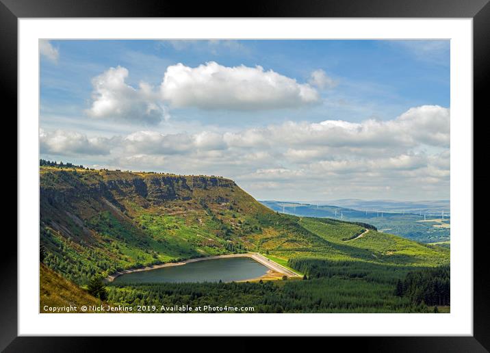 Craig y Llyn and Reservoir View South Wales Framed Mounted Print by Nick Jenkins