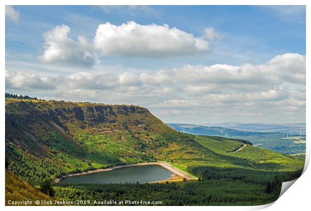 Craig y Llyn and Reservoir View South Wales Print by Nick Jenkins