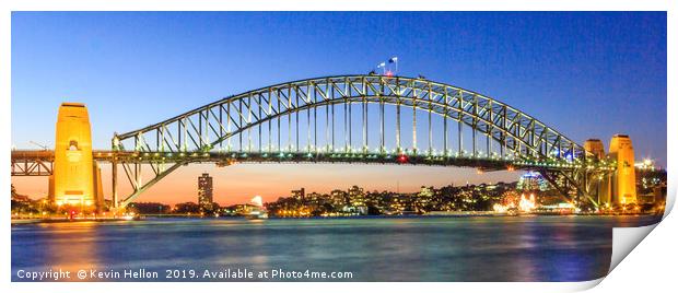 Panorama of Sydney Harbour Bridge Print by Kevin Hellon