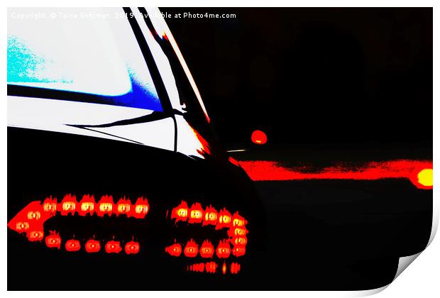 Car Rear Light at Right Turn Print by Taina Sohlman