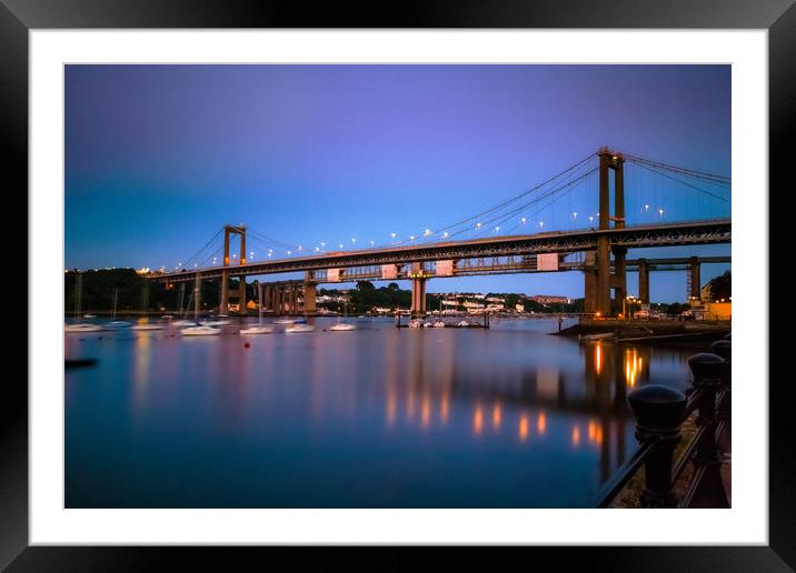 Tamar Bridge Plymouth Framed Mounted Print by Maggie McCall