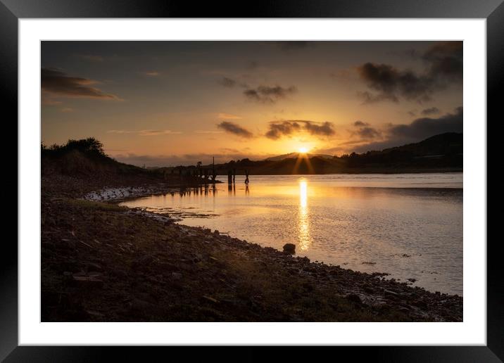 Sunset over the Neath estuary Framed Mounted Print by Leighton Collins