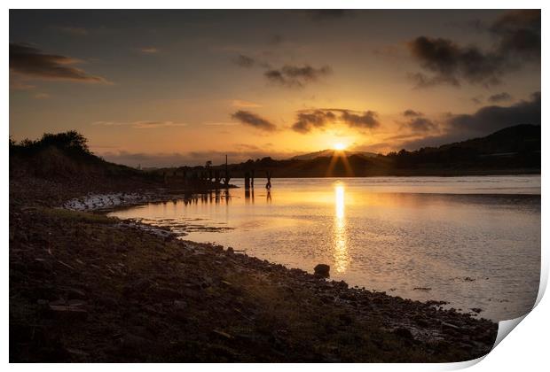 Sunset over the Neath estuary Print by Leighton Collins