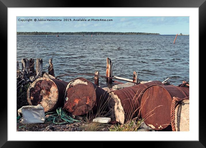 Debris By The Remains Of An Old Pier Framed Mounted Print by Jukka Heinovirta