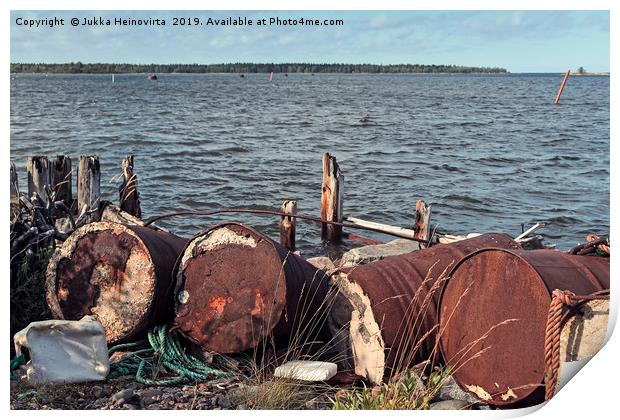 Debris By The Remains Of An Old Pier Print by Jukka Heinovirta